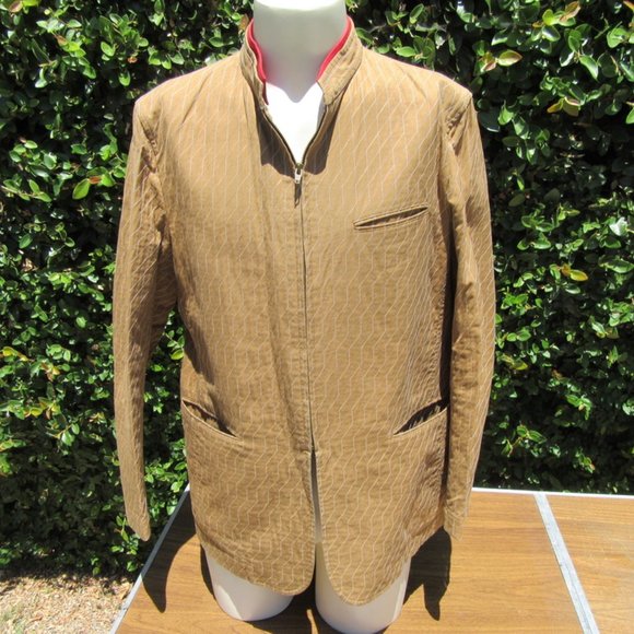 Men's Size Large Issey Miyake Tan/Brown Full Zip Jacket W/ Removable Collar